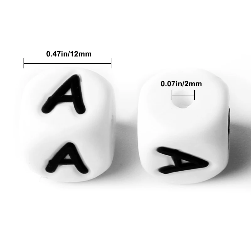 10Pcs 12mm Silicone Letters Beads English Alphabet Beads for Jewelry Making DIY Bracelet Personalized Name Chain Gift BPA Free