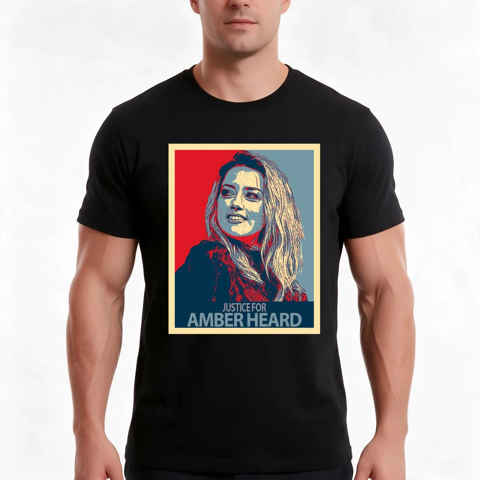 Amber Heard T-Shirt, Summer Casual Cotton Tee, Oversized Streetwear Tops, Vintage Graphic Print, Loose Fit Short Sleeve