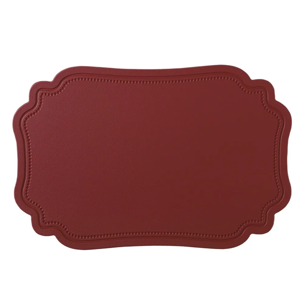 

4 Piece Retro Irregular Tableware Pad Waterproof PU Leather Table Mat Washable Scratch Resistant Place Mat Dinner Gathering