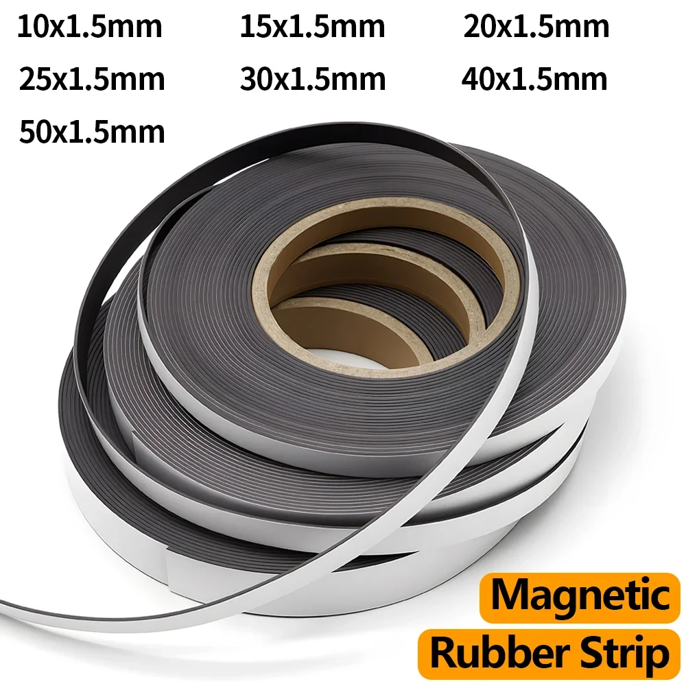

1M Flexible Rubber Magnetic Strip Self-Adhesive Cuttable Magnetic Tape DIY Wall Photo Poster Fixing Tool Wall Memo Strip