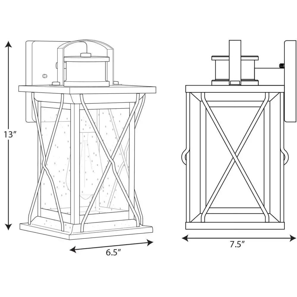 Barlowe Collection Stainless Steel Seeded Glass Wall Lantern 1-Light Farmhouse Outdoor Rustic X-Brace Design Bedroom Foyer