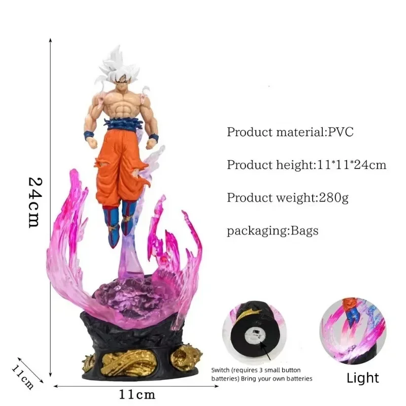 24cm Dragon Ball Super Goku Anime Figure  Ultra Instinct Super Saiyan Figurine tatue Statue Model Ornament Collection Toy Gifts