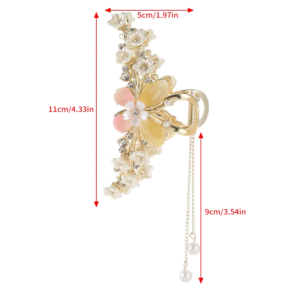 Tassel Flower Hair Crab Claws For Women Butterfly Pearl Hairpin Hair Clips Girls Fashion Ponytail Accessories Festival Gifts