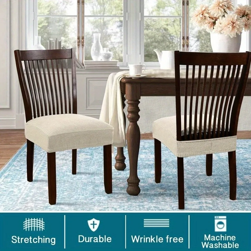 Stretchy Jacquard Chair Covers Solid Color Soft Anti-Slip Chair Slipcovers Washable Removable Chair Slipcovers Protector