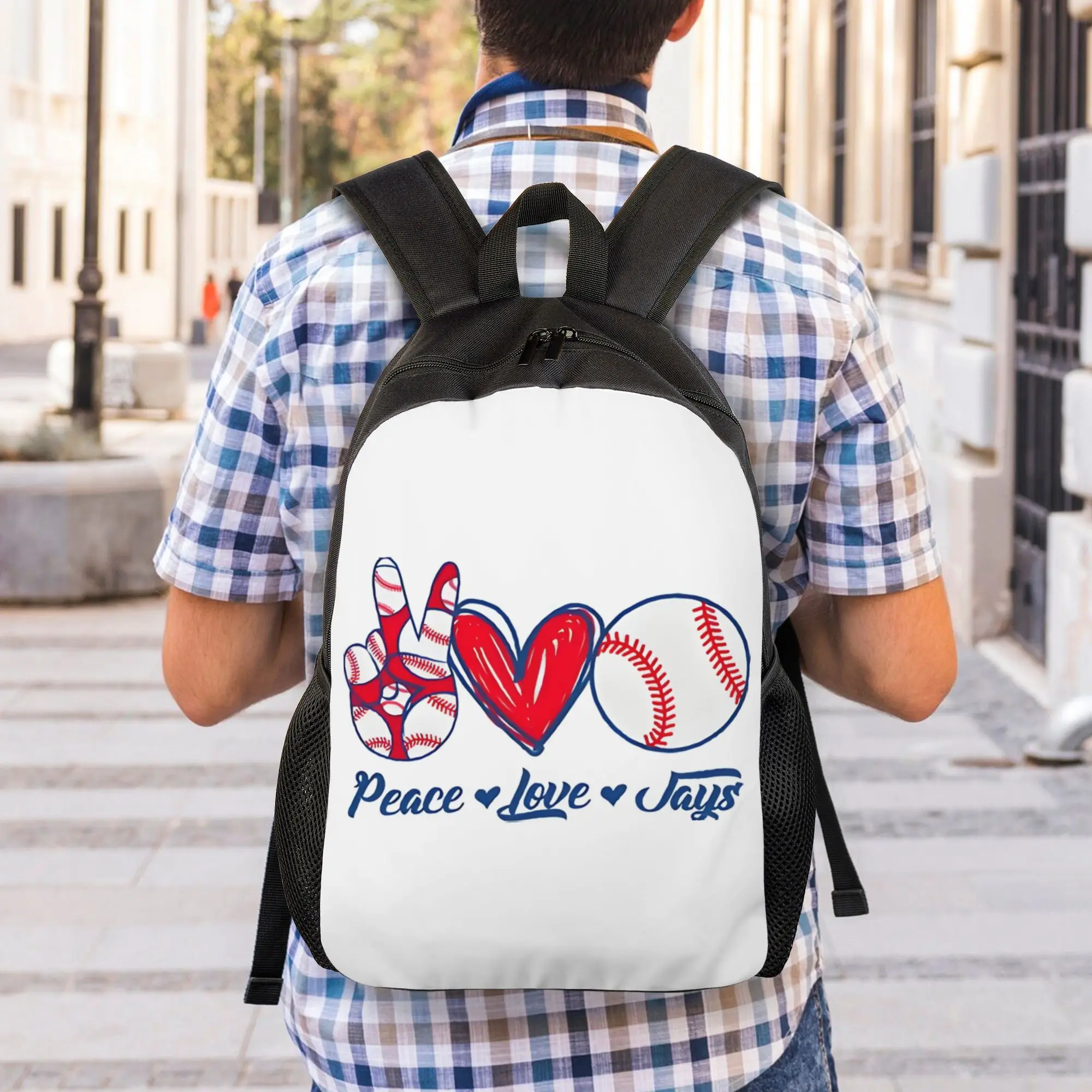 

Back to school season Dual-Use Peace Love Jays Baseball Team Daypack For Women Book Pack Backpack