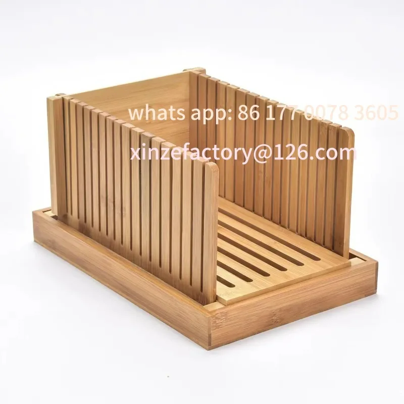 

Customizable Premium Bamboo Bread Slicers with Crumb Tray Slicers Machine Bread Loaf Slicers Folding for Slicing