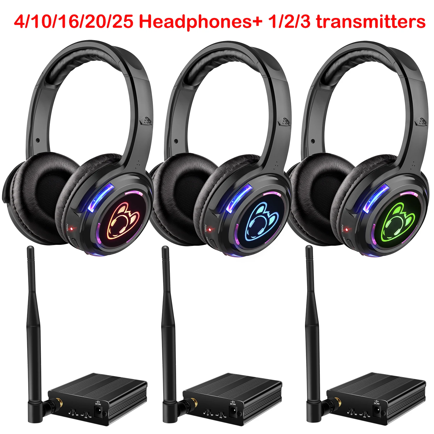 Silent Disco Headphone System With 500M Distance Transmitter Silent Party Headsets for Music Events,Festivals,Conference