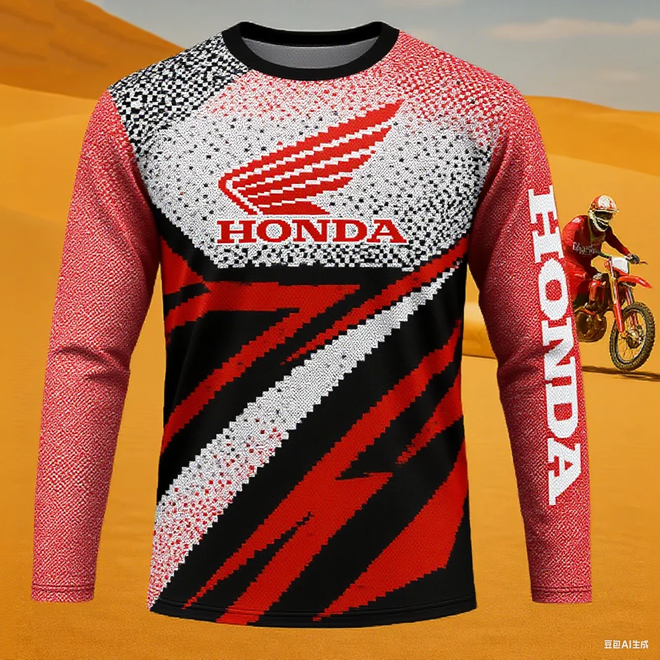 جديد على الطرق الوعرة دراجة نارية ركوب تي شيرت التجفيف السريع تنفس طويلة الأكمام للرجال والنساء هوندا ركوب قمم تي شيرت #3