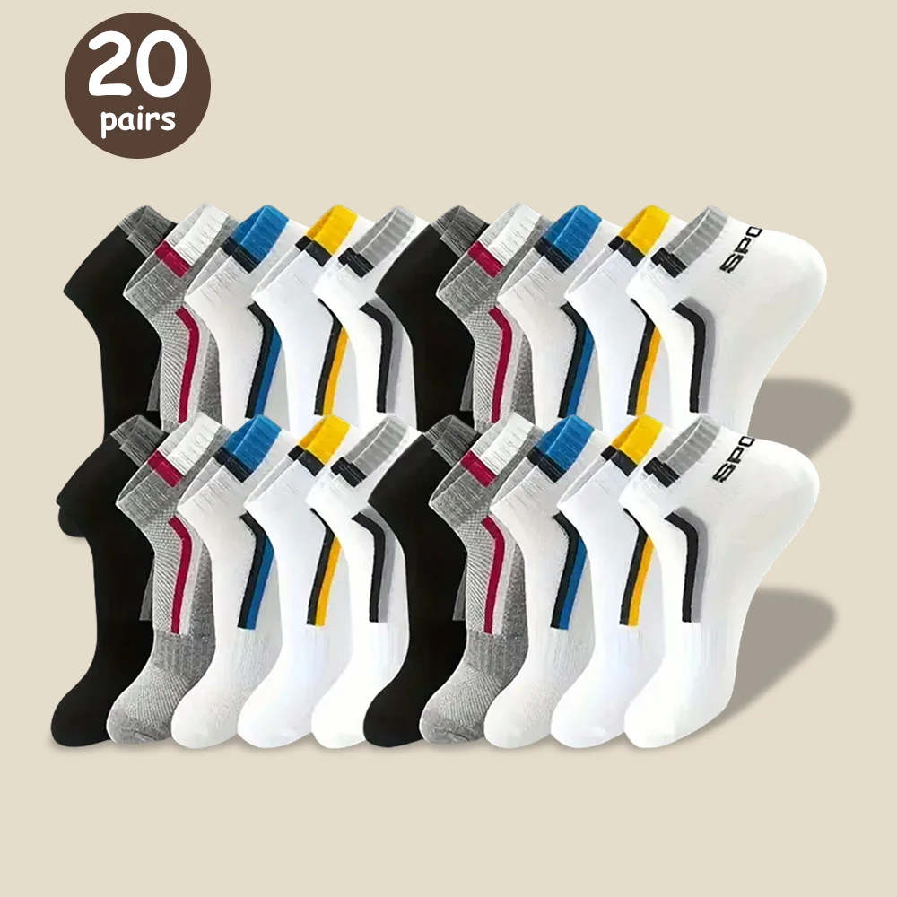 

20 Pairs Stripe Pattern Women Man Unisex Couples Sports Socks Ankle socks Spring Summer Holiday Gifts