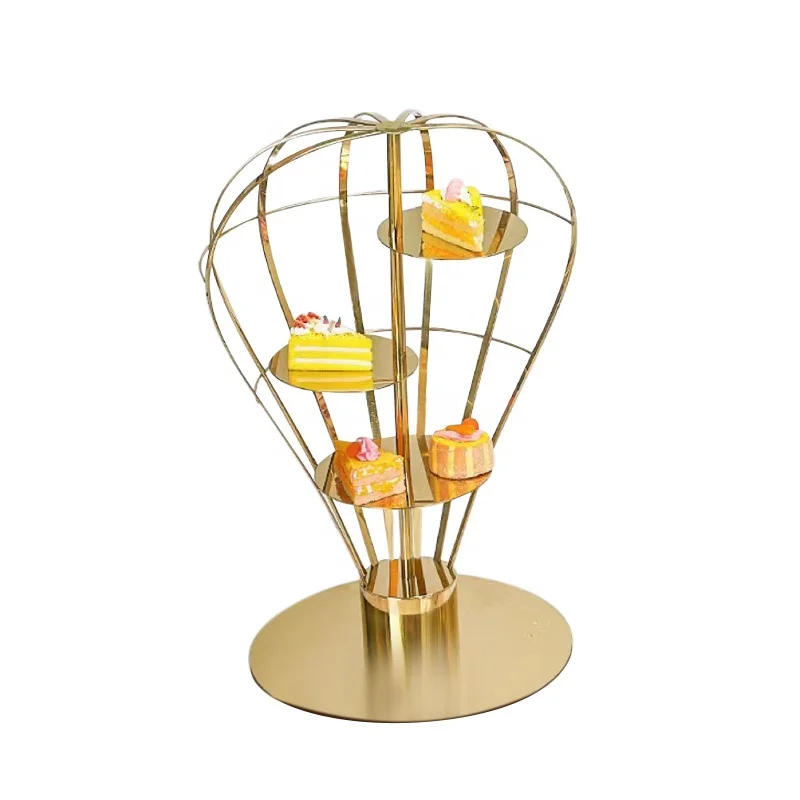 *Wedding Decoration Hot air Balloon Dessert Rack Stand Display Restaurant Party Stainless Steel Gold Dessert Cupcake Cake Stand