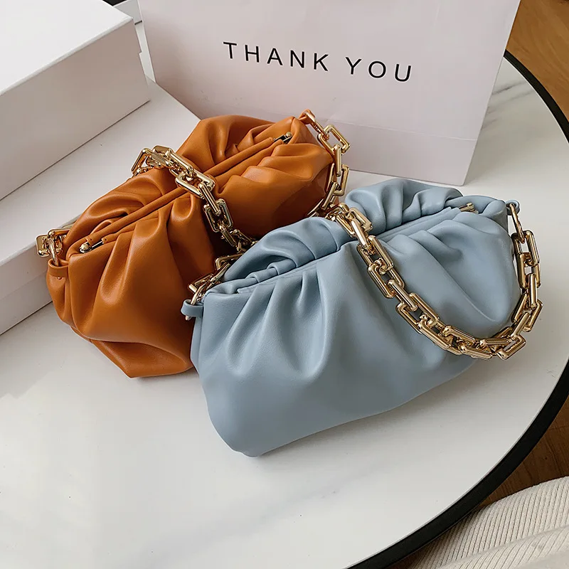 

Underarm Bag The Same 2024 New Hand Bill Shoulder Underarm Bag Thick Chain Fold Cloud Bag