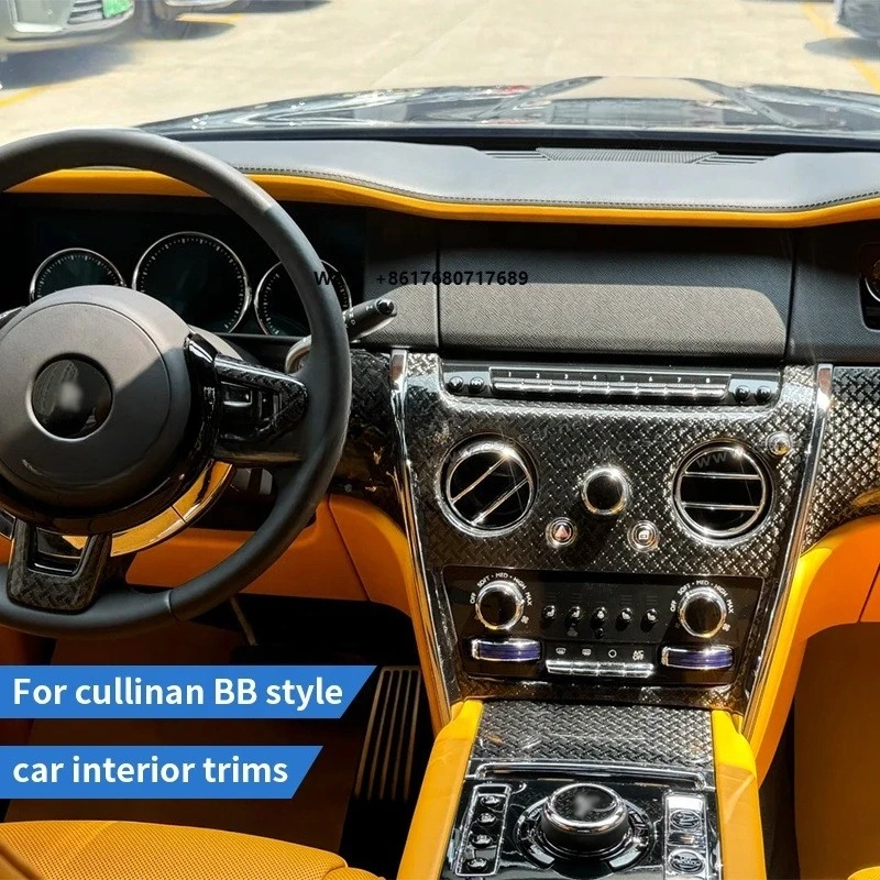 Luxury Upgrade Black-B Car Interior Trims Replacement Kit for Cullinan SUV Center Console Dashboard Door Sill Plates