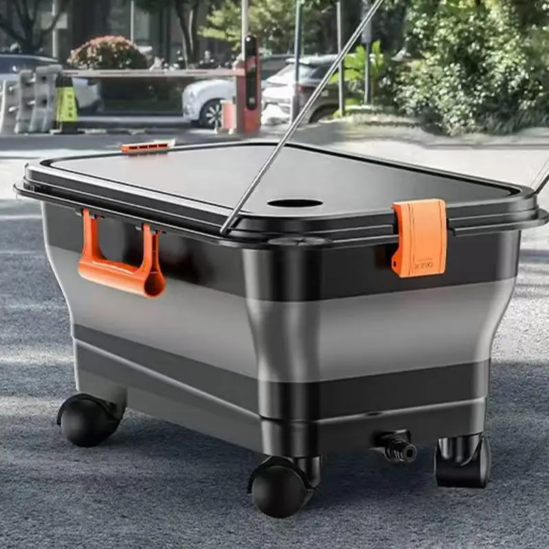 

Специальное ведро для автомойки, 22 л, резервуар для воды, бытовой мобильный складной контейнер для воды с вращающимися на 360 градусов роликами