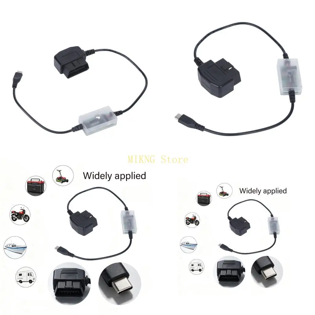 Type C to OBD Battery Charging Cable for 12V Car Battery Emergency Charging, 50 Cable with 13.9V 2.2A Output and Best Sale