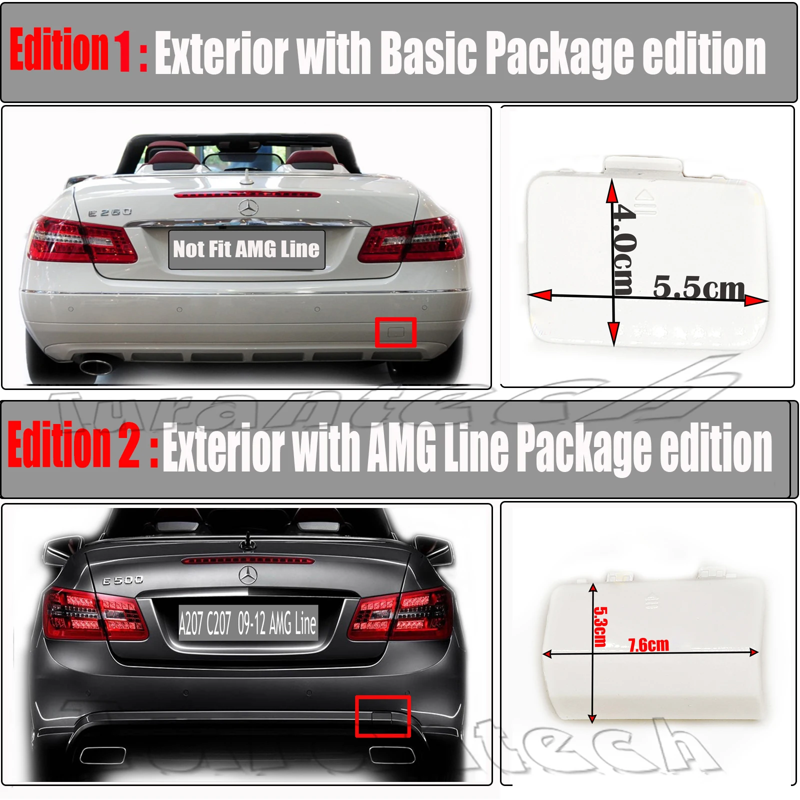 REAR TOW COVER Fit 09-13 Mercedes E A207 Cabriolet C207 Coupe with Sport PKG version