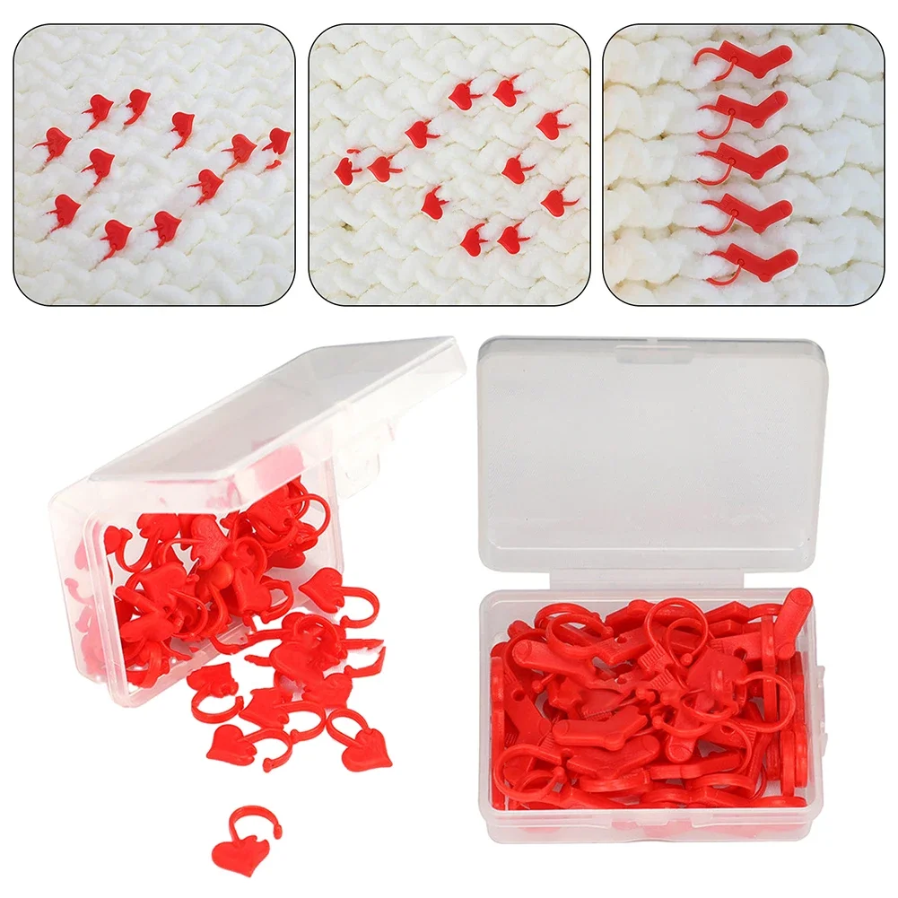 Plastic Knitting Tools Locking Stitch Markers Crochet Latch Knitting Tools Needle Clip Hook Red Heart Socks Shaped