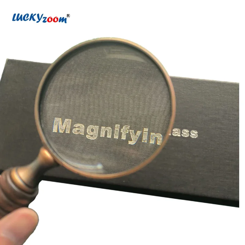 Classic 10X Reading Magnifier Metal Handheld Magnifying Glass Wooden Handle Jewelry Loupe Black Color Box Gift 72MM Retro Lupe