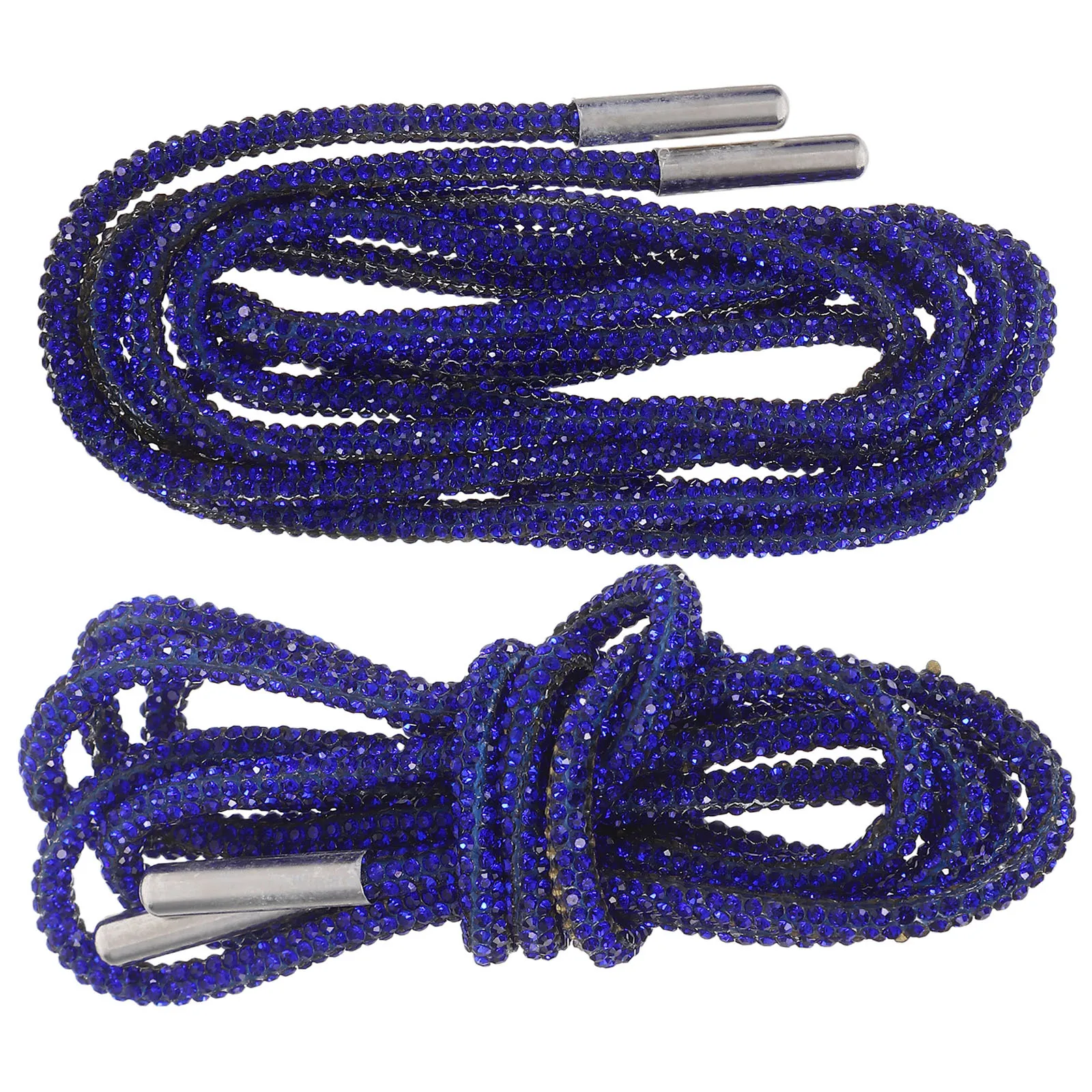 

1Pair Rhinestone Shoe Laces 47.16Inch Blue Glitter Shoelaces For Sneakers Crystal Bling Rope Strings - Diy Fashion Upgrade For