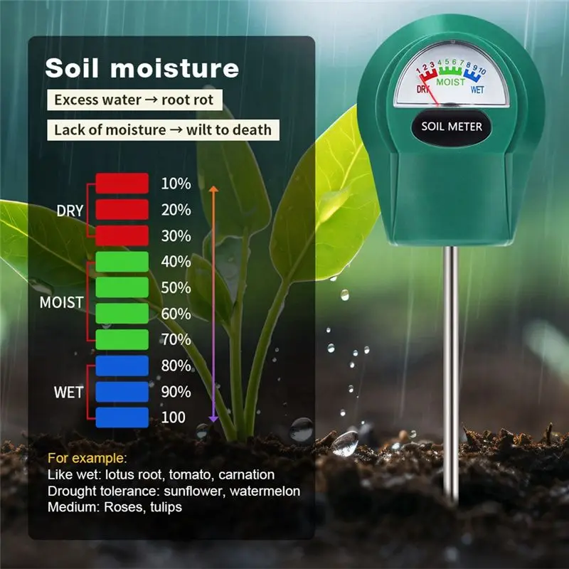 Soil Moisture Detector 1-10 Moisture Value Potting Moisture Meter Garden Pot Soil Moisture Detection-AT36