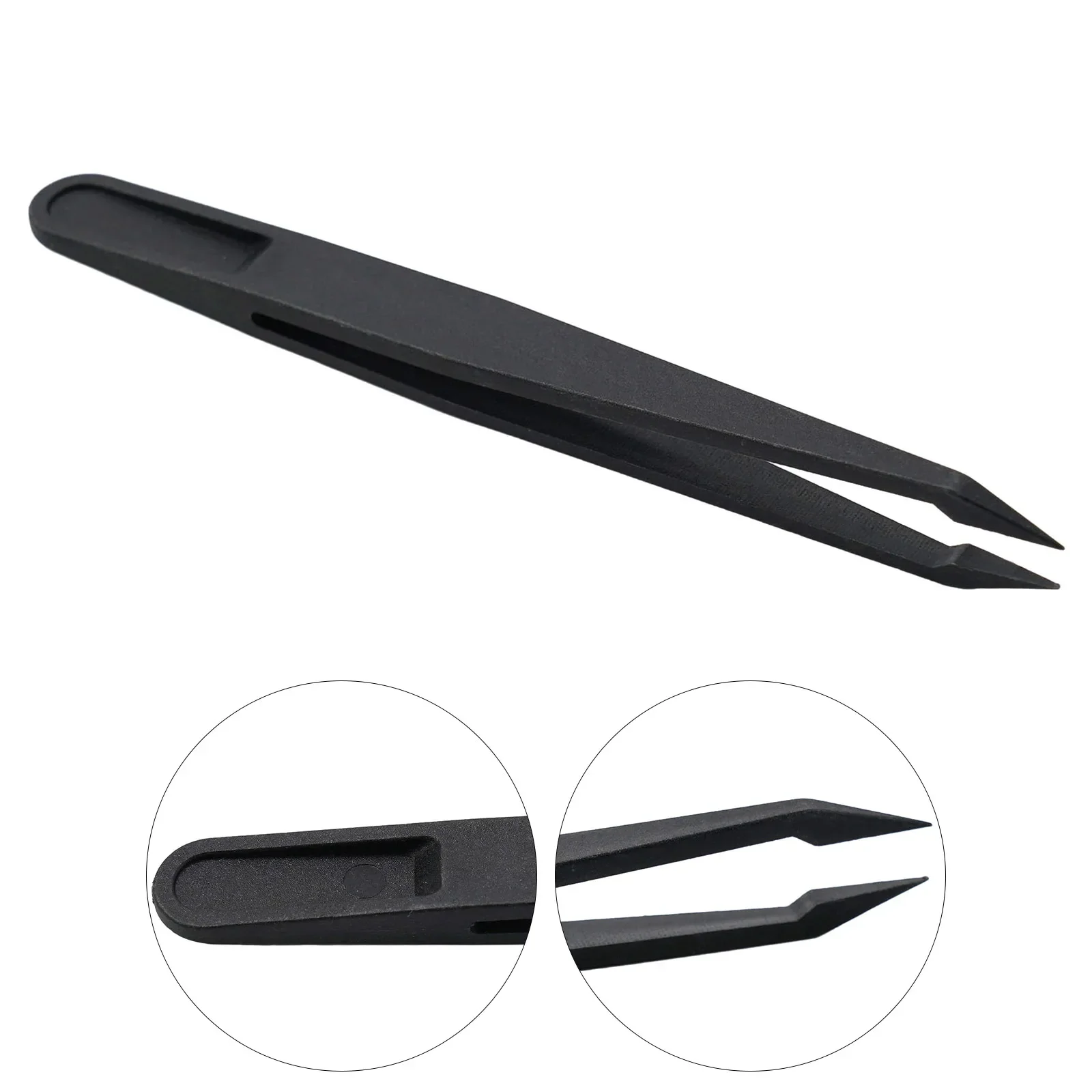 1pcs Black Anti-Static Carbon-Fiber Tweezers Precision Maintenance Industrial Repair Tool 120mm Hand Tools Pliers