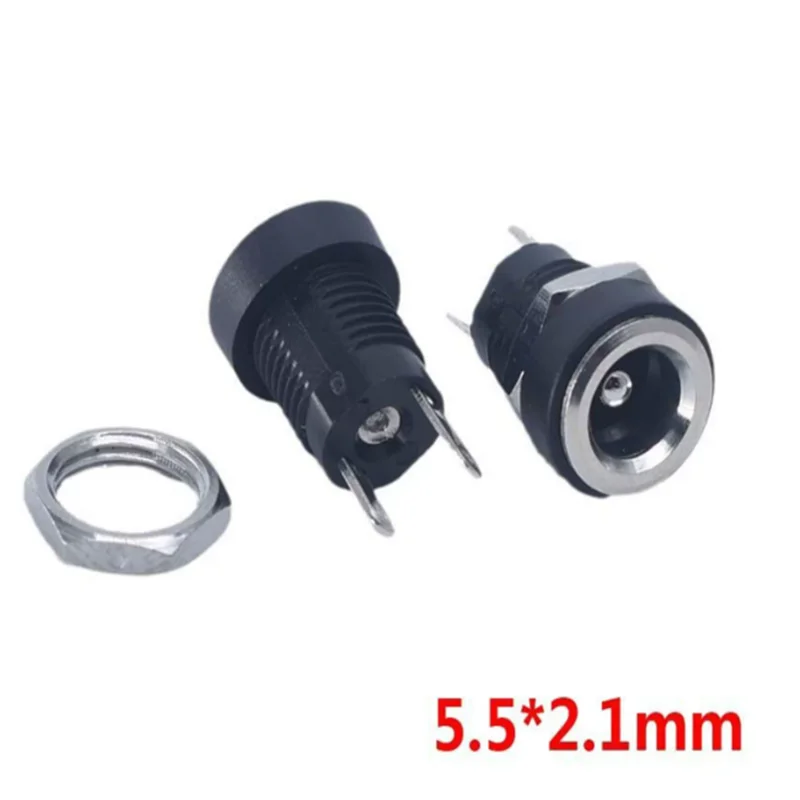 10/50PCS 5.5 x 2.1mm DC Power Female Jack Socket 2 Terminal Type Panel Mount Connectors Supply Plug Adapter DC-022B DC022B