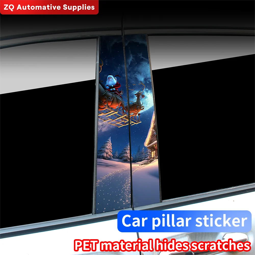 

Merry Christmas Car Stickers Auto B Pillar Waterproof Funny Decoration Cover Scratches Sunscreen Car Doors Pillar Vinyl Decals