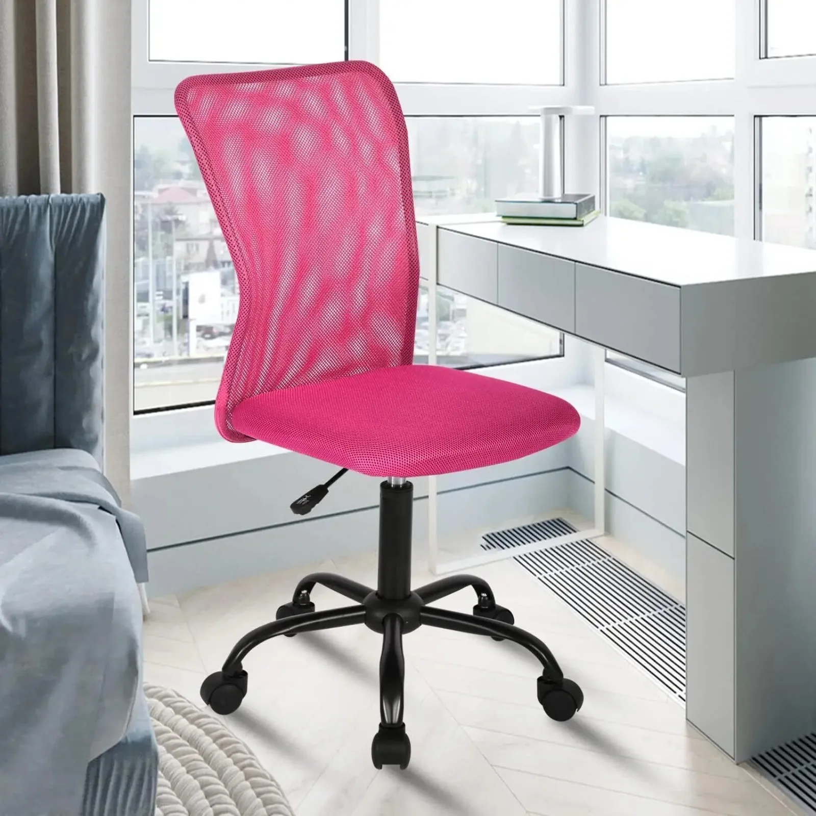 

US Ergonomic Desk and Chair with Backrest, Mesh Height Adjustable, Rolling, Office