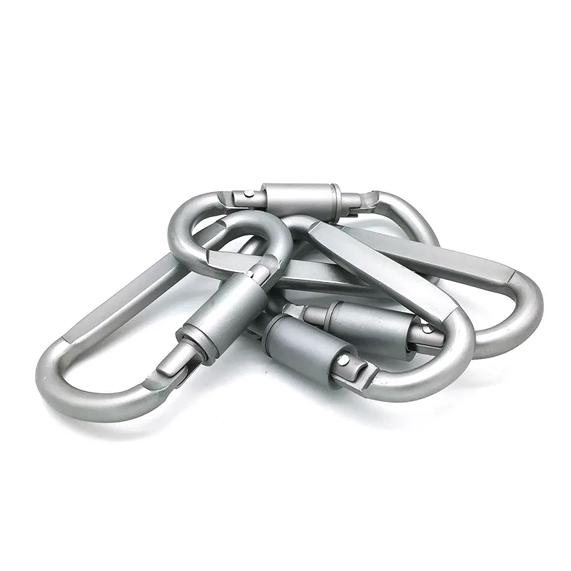 6 buah klip Carabiner aluminium penguncian d-ring awet kuat dan ringan untuk berkemah luar ruangan kunci gerbang sekrup Tautan pegas