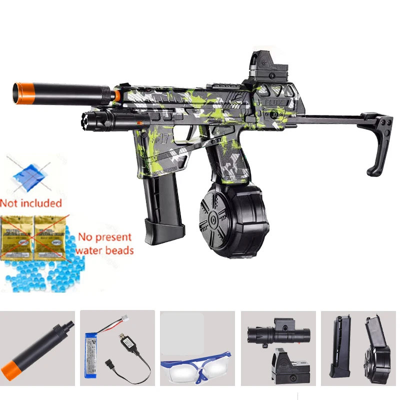 New Mp17 Camouflage Skin Can Launch Gel Ball Toy Gun with 7.4V Battery High Quick Release Outdoor Toy Team Interactive New Gift