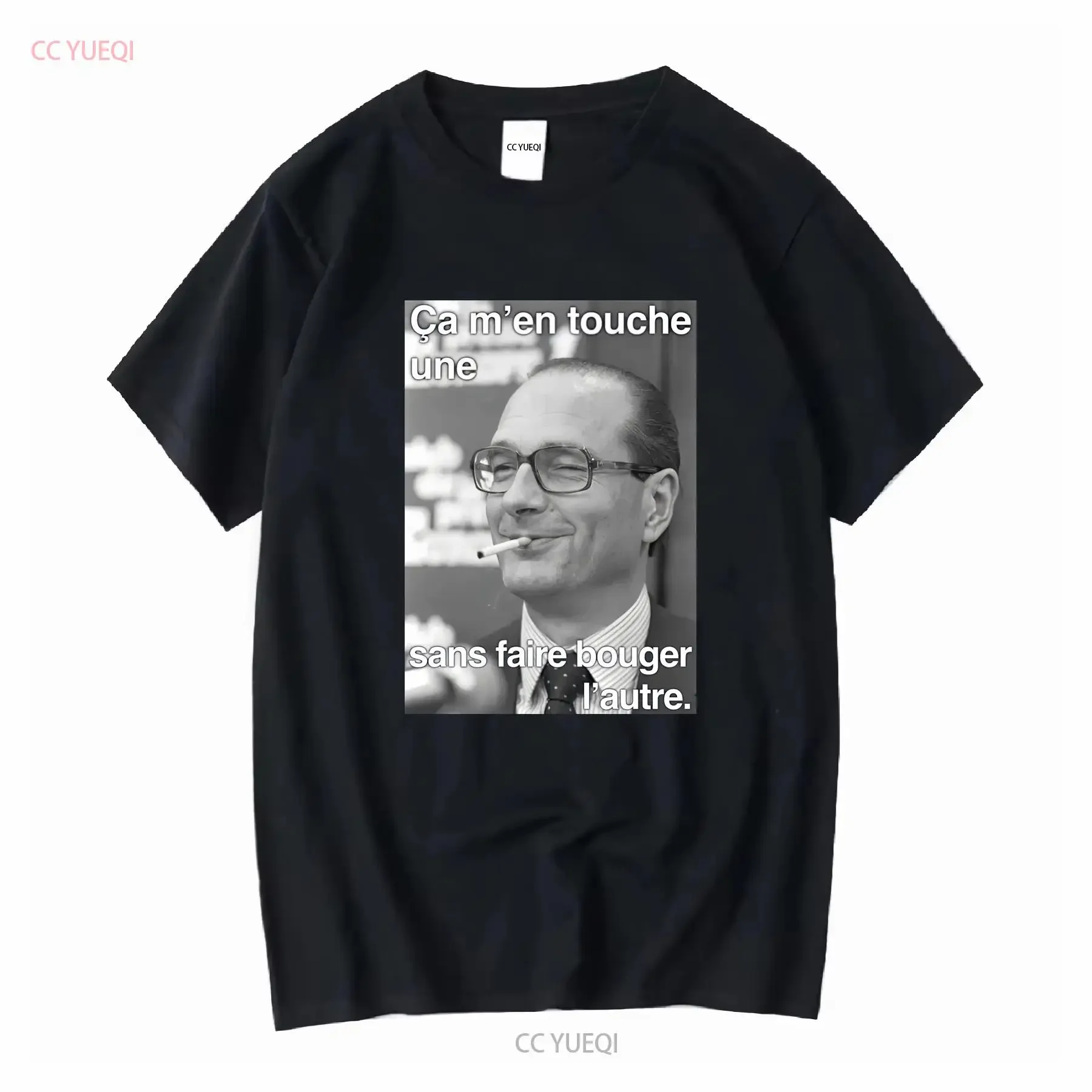 T shirt chirac it touches me one without moving the other e long or short sleeves vintage Washed fashion homme Slightly