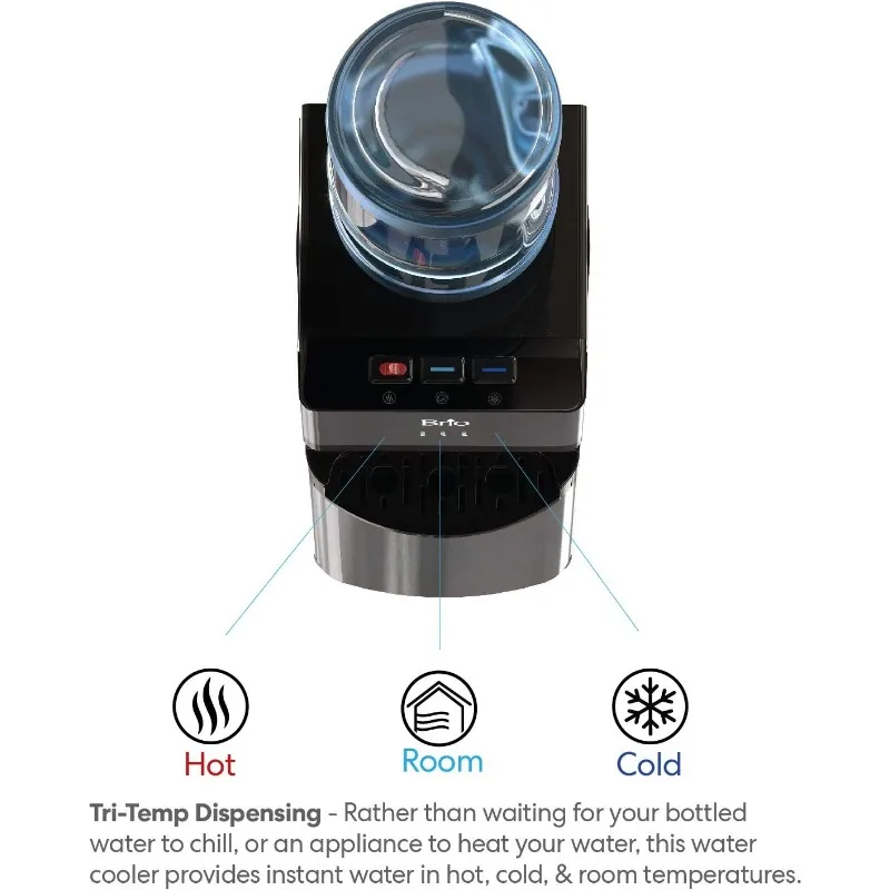 Диспенсер-холодильник для воды с верхней загрузкой Brio Limited Edition — черная нержавеющая сталь — горячая и холодная вода, замок для безопасности детей
