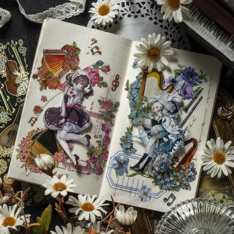 2 Pcs Musical Symbol Aufkleber Decals Handwerk Scrapbooking Aufkleber Set Für Tagebuch Album Notebook