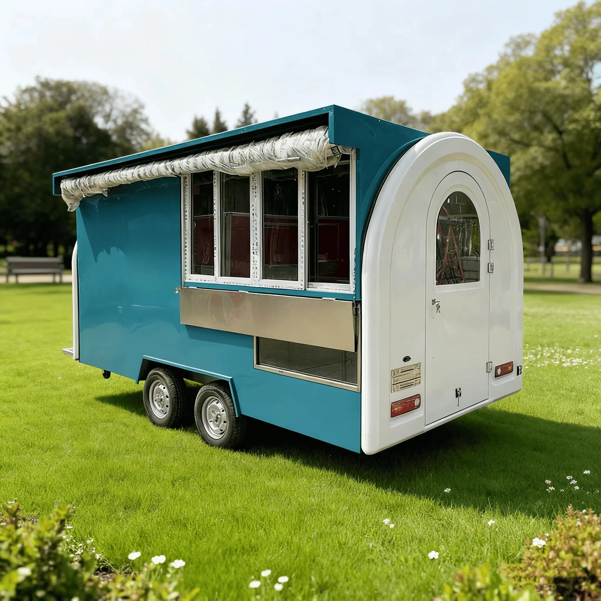 Ice Cream Cart with Freezer Fridge Refrigerator Ice Cream Europe Customized Food Cart Commercial Service Window Food Truck