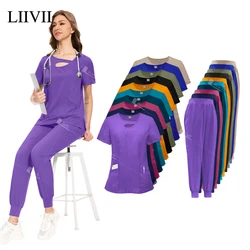 New Fashion Beauty Salon Spa Workwear Surgical Uniforms Woman Medical Scrub Set Clinical Nurse Doctor Uniform Clinical Top Pants