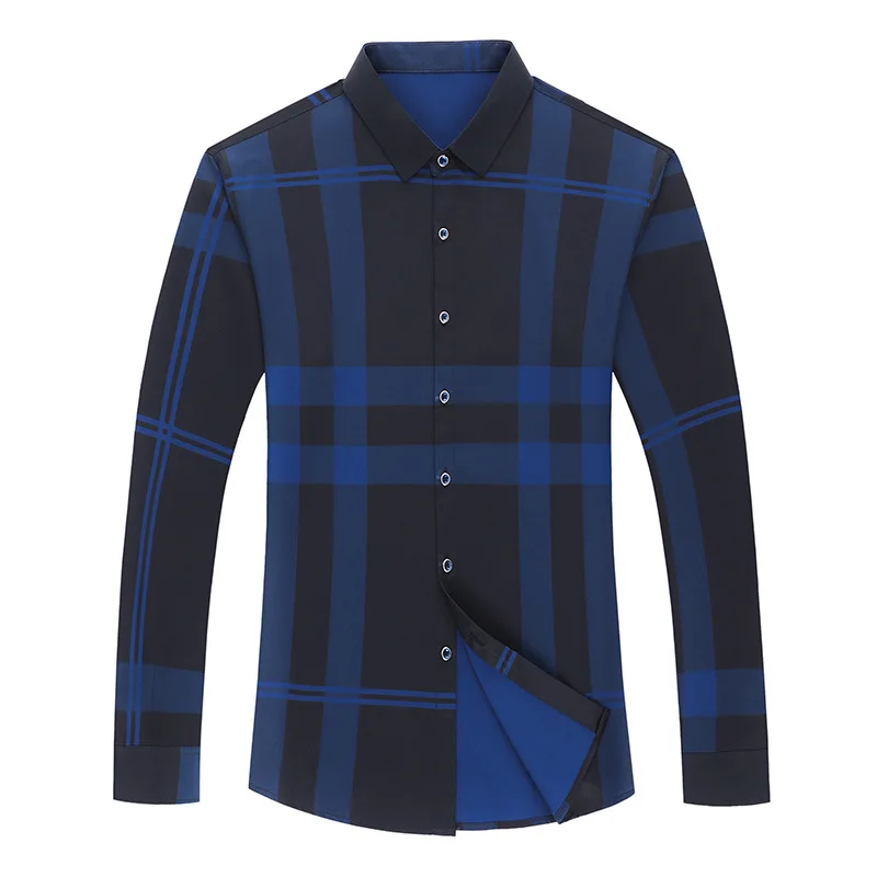 Check Shirt Men\'s Plaid Long Sleeve Shirt Casual Comfortable Business Breathable Striped Shirts Tops