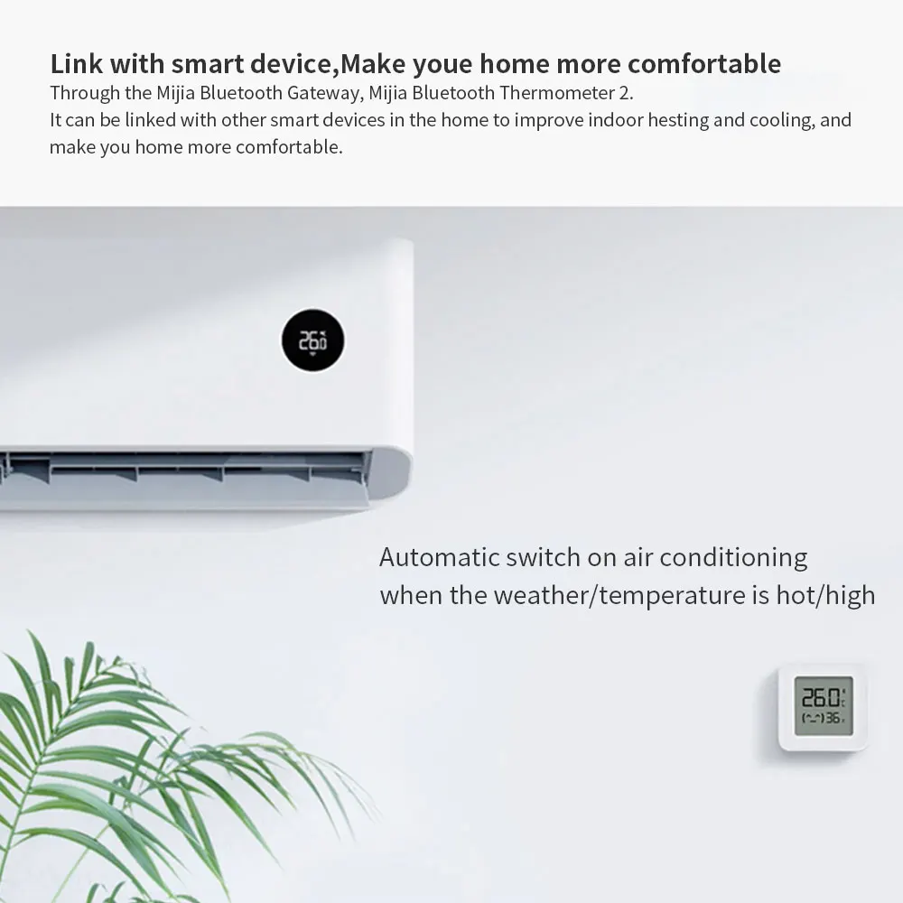 Xiaomi Mijia-termómetro Digital con Sensor de humedad y temperatura, higrómetro con Bluetooth, funciona con MiHome Smart Home y batería
