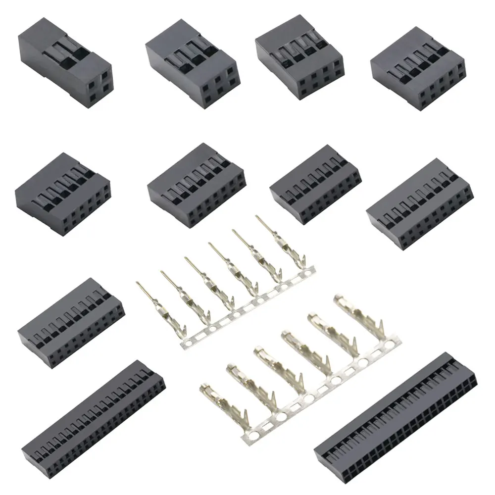 2.54mm Pitch TJC8 Double Row Dupont Plastic Shell Plug Connector 2*2P/3/4P/5P/6P/7/8P/9P/10P/20P 40P Housing Female Pin Male Pin