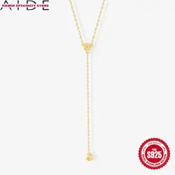 AIDE Y-shaped Diamond-encrusted 925 Sterling Silver Necklace For Women Engagement Wedding Band Girl Fine Jewelry Choker Necklace