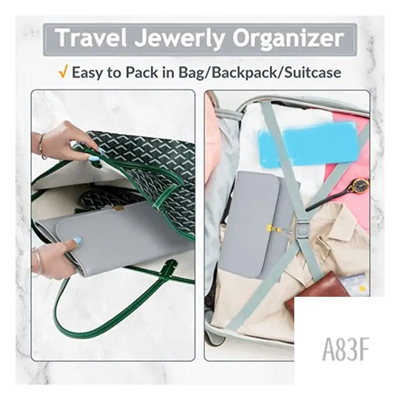 

Travel Jewelry Organizer Case, Foldable Waterproof Jewelry Roll, Women Jewelry Bag For Earrings, Rings, Necklaces Durable