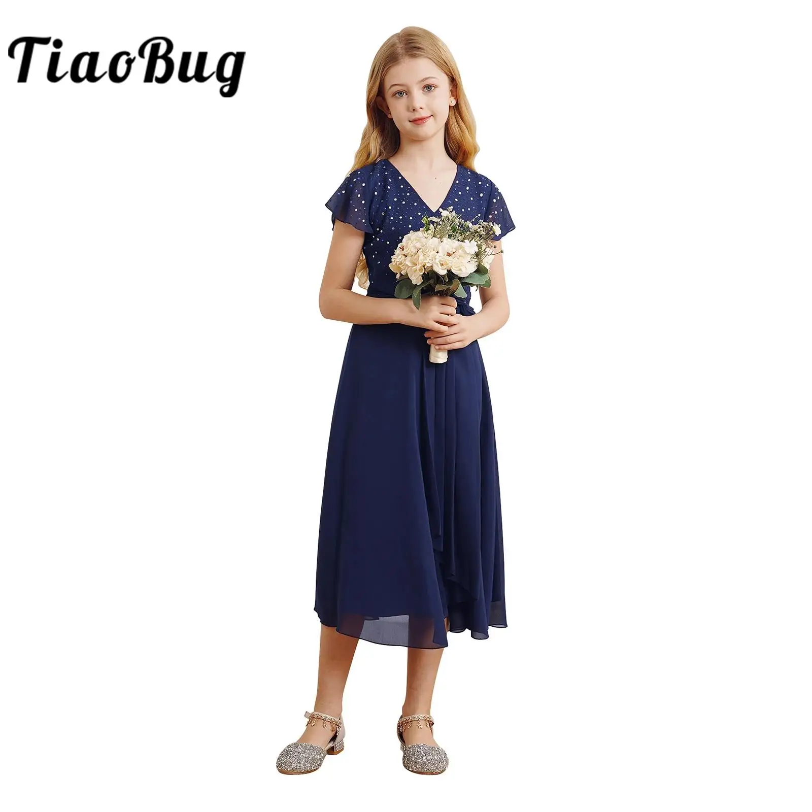 Junior Bridesmaid Dresses Princess Flower Girl Chiffon Dress for Evening Formal Occasions Vestidos De Verano Wedding Party Gown