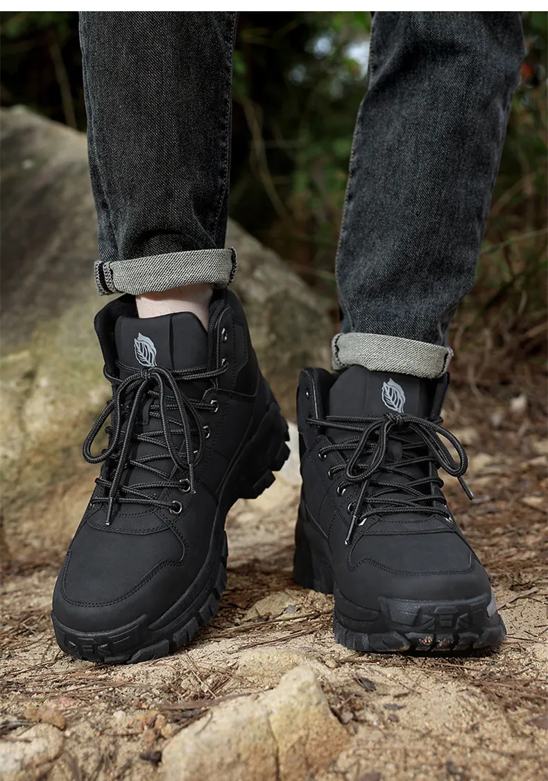 High-Top-Lederstiefel für Herren, atmungsaktive Desert Combat Boots, rutschfeste Outdoor-Wanderstiefel für Herren, Motorradstiefel, Arbeitsstiefeletten – Detail 12