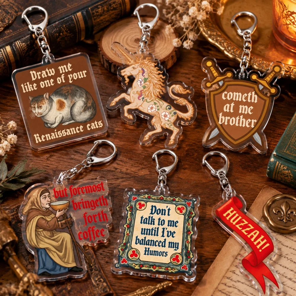 Medieval Sword Character Keychain Accessories Bag Anime Keyrings Jewelry Manga Game Fans Gifts