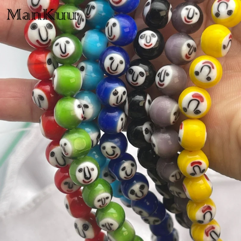

ManKuu Multicolor Smiling Glass Beads With About 40 Beads Diy Accessories Use Beads Jewellery Making Charm