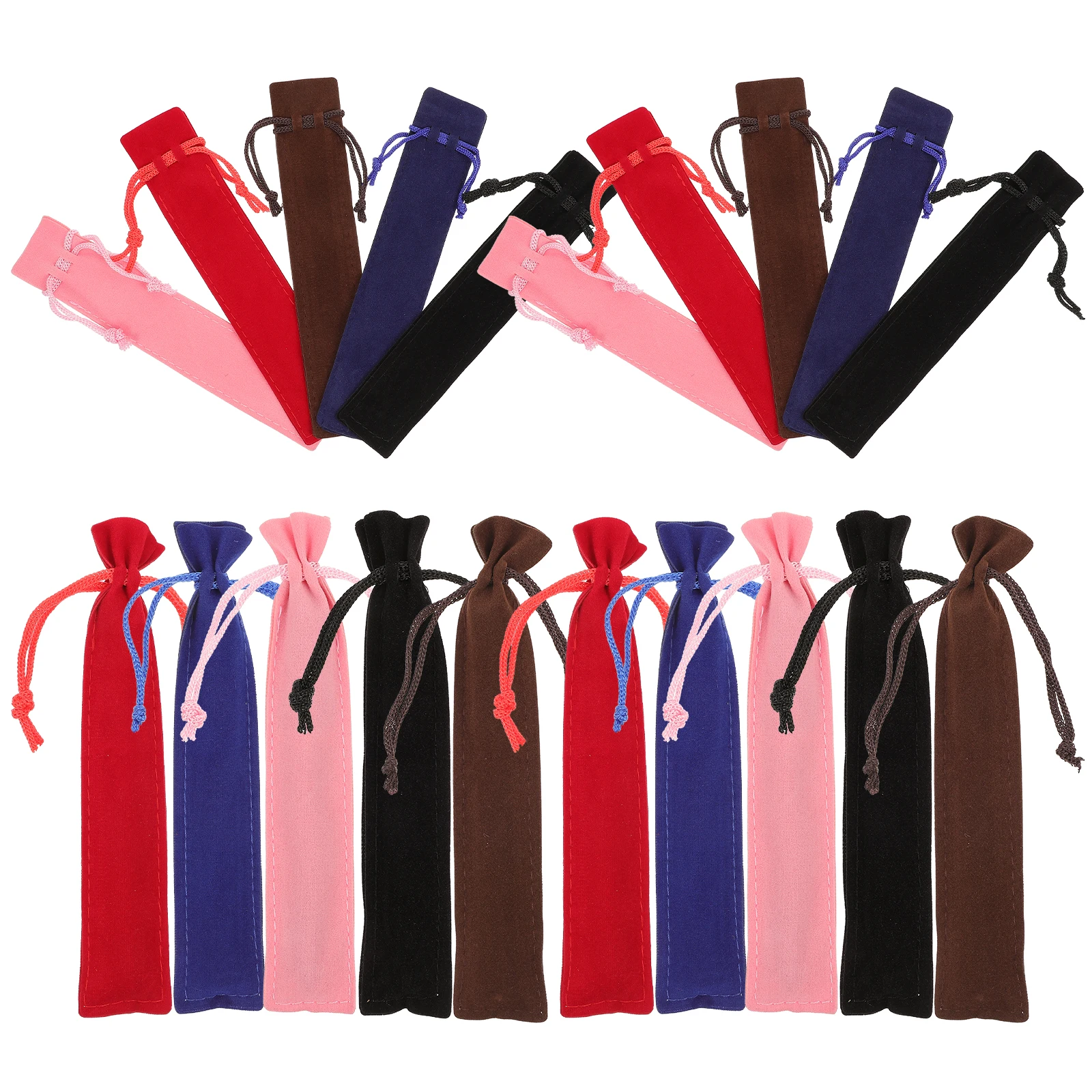 

20pcs Pen Bag Drawstring Flannel Case for Birthday Gift Home Office Use Storage Pouch Protective Sleeve Pen Holder