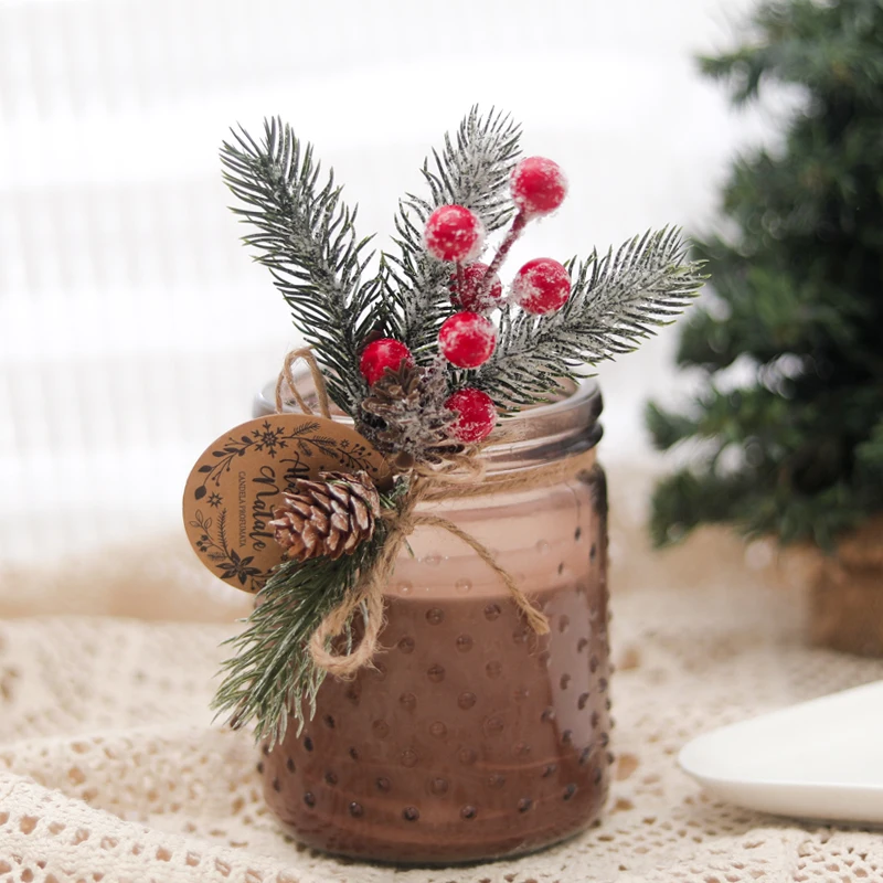 1/5 stücke Weihnachten Beere Kiefer Nadel Tannenzapfen Künstliche Pflanze Hause Weihnachten Baum Ornamente Urlaub Geschenke Süßigkeiten Verpackung Dekor – Detail 5