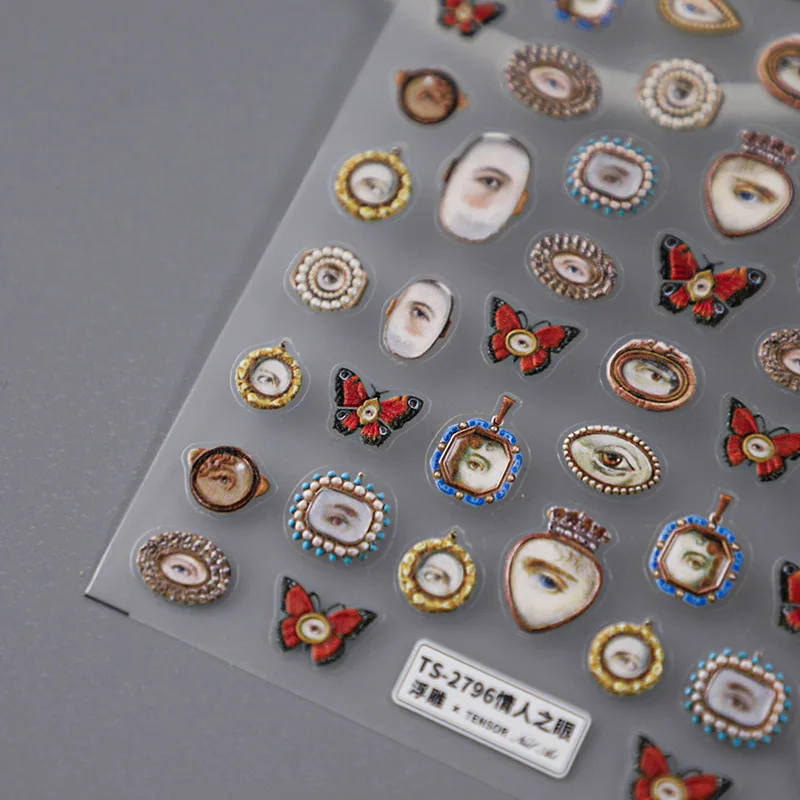 1 قطعة 5D تنقش هالوين مختلط عيون تصميم مسمار الفن ملصق الإغاثة ذاتية اللصق نقل مسمار الزينة المنزلق الشارات DIY بها بنفسك