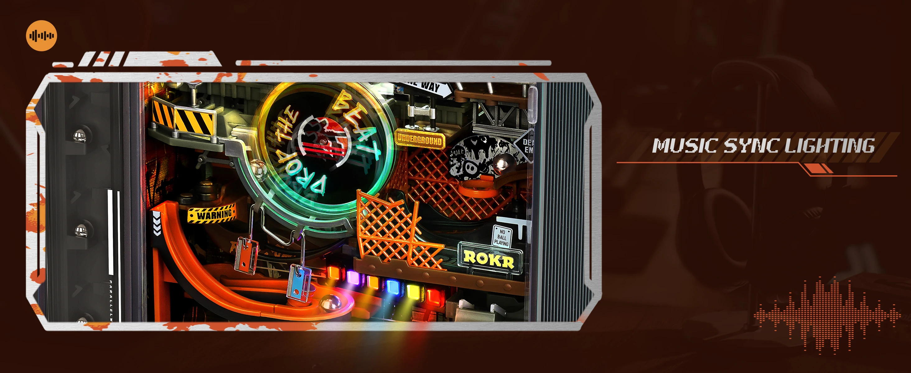 ROKR 3D Puzzle Elektrische Murmelbahn Modellbausatz Parallelwelt Hip-Hop-Straße Einzigartiges STEM-Spielzeug Schreibtischdekoration Geschenk für Jugendliche und Erwachsene – Detail 2