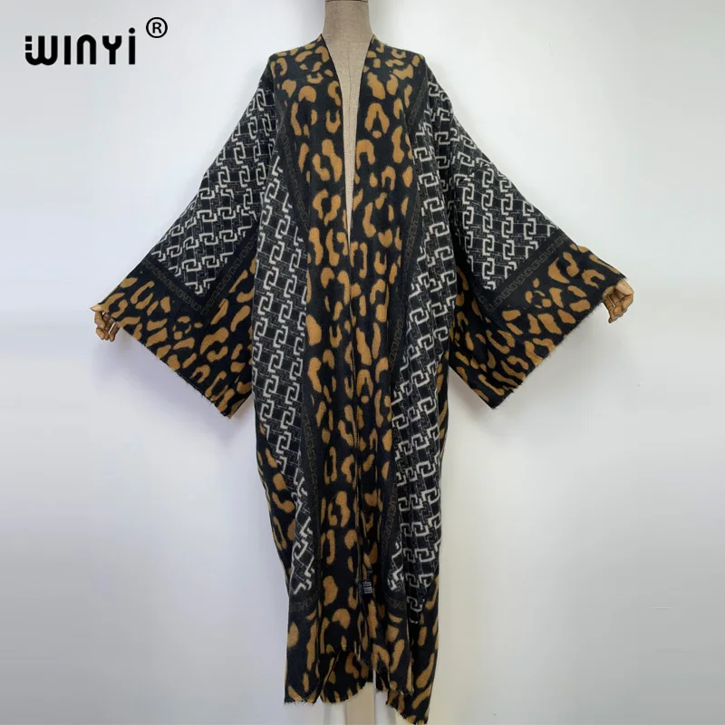 

WINYI Winter Women High Quality personality Cardigan coat Loose dress robe longue Thick Warm free size Middle East Kaftan