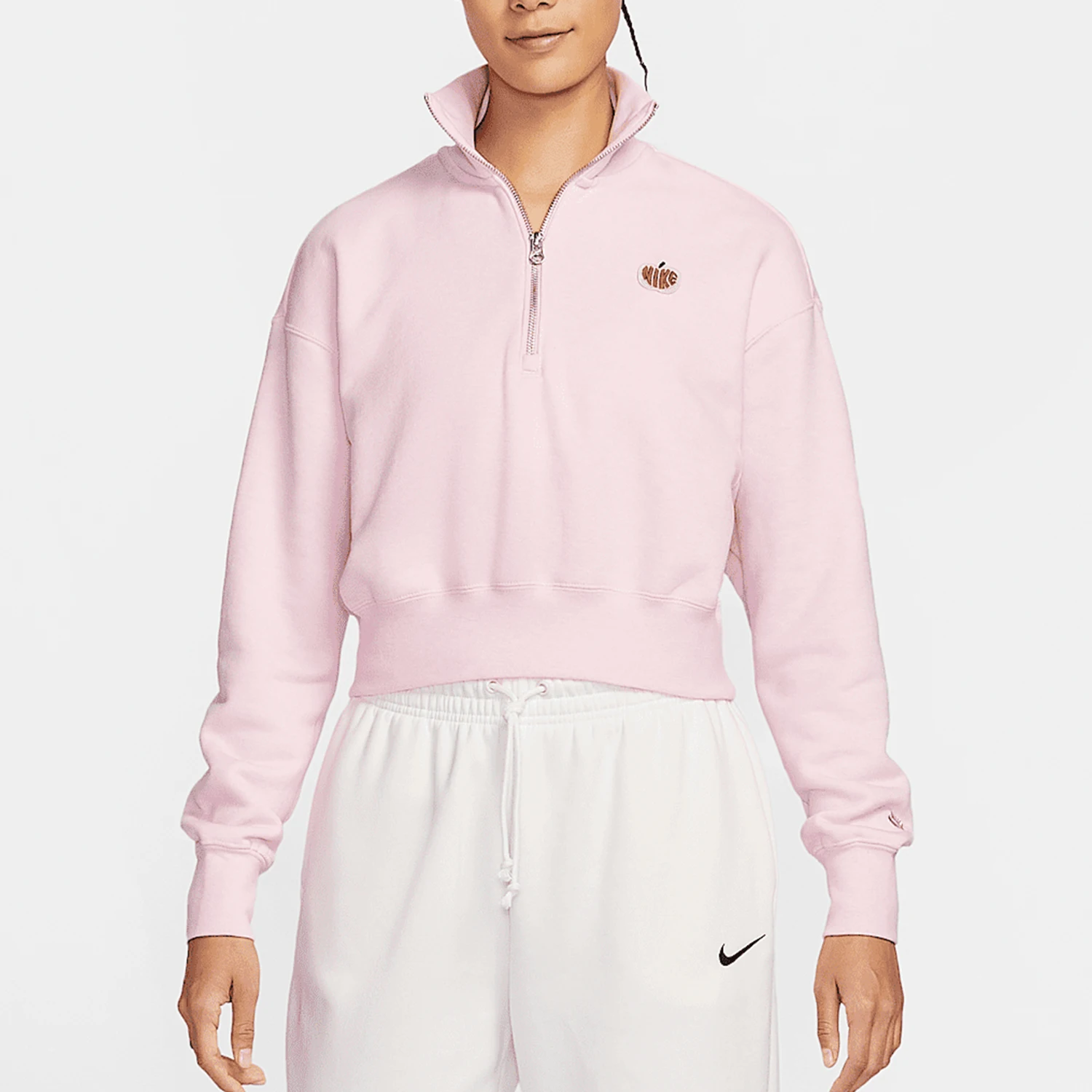 

Оригинальный новый женский вязаный дышащий пуловер Nike с короткой молнией, модель HV8731-663