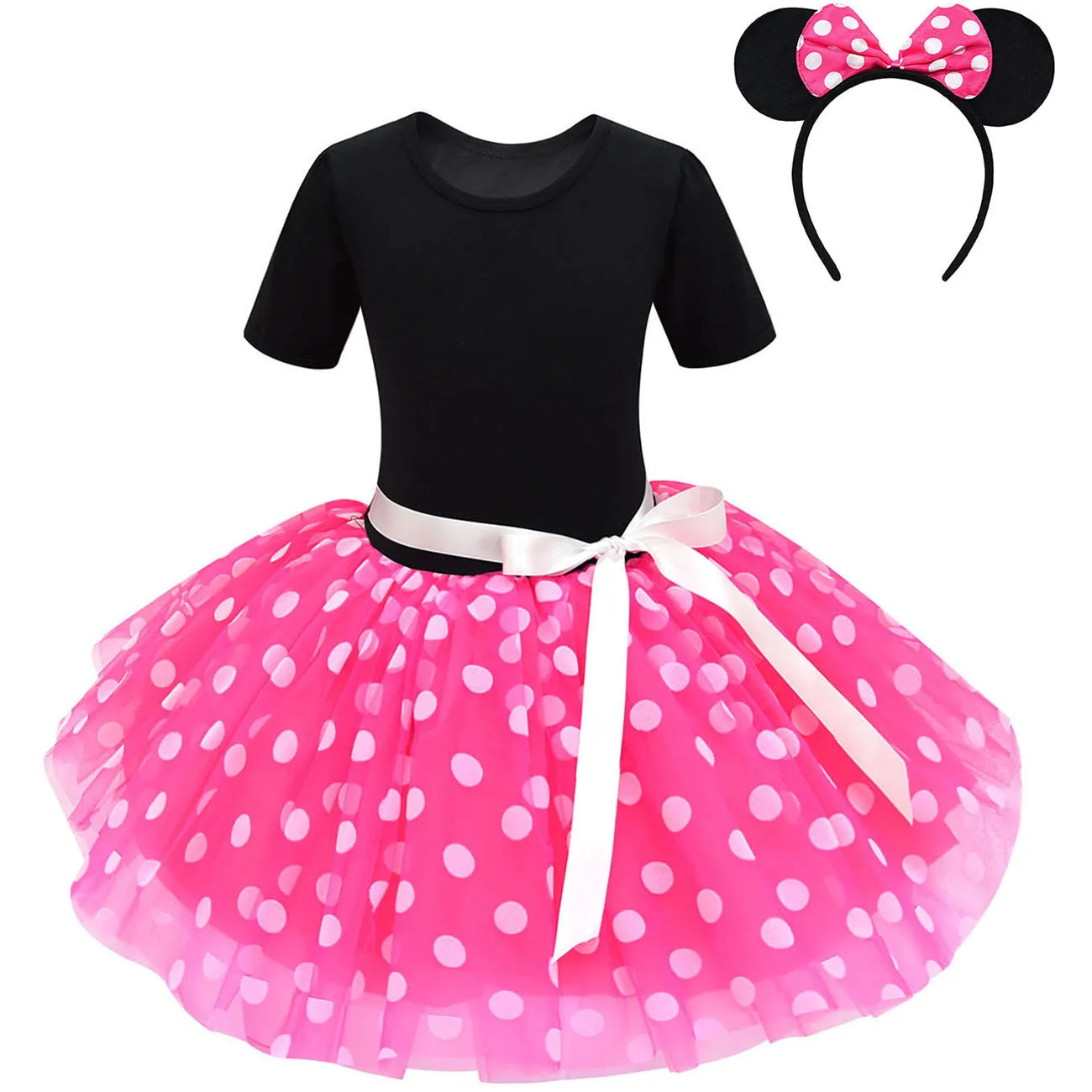 2szt Baby Girl Dresses Summer Cosplay Halloween Children Clothes Kids Minni Mouse Polka Kid Birthday Party Dress for Girls Dress